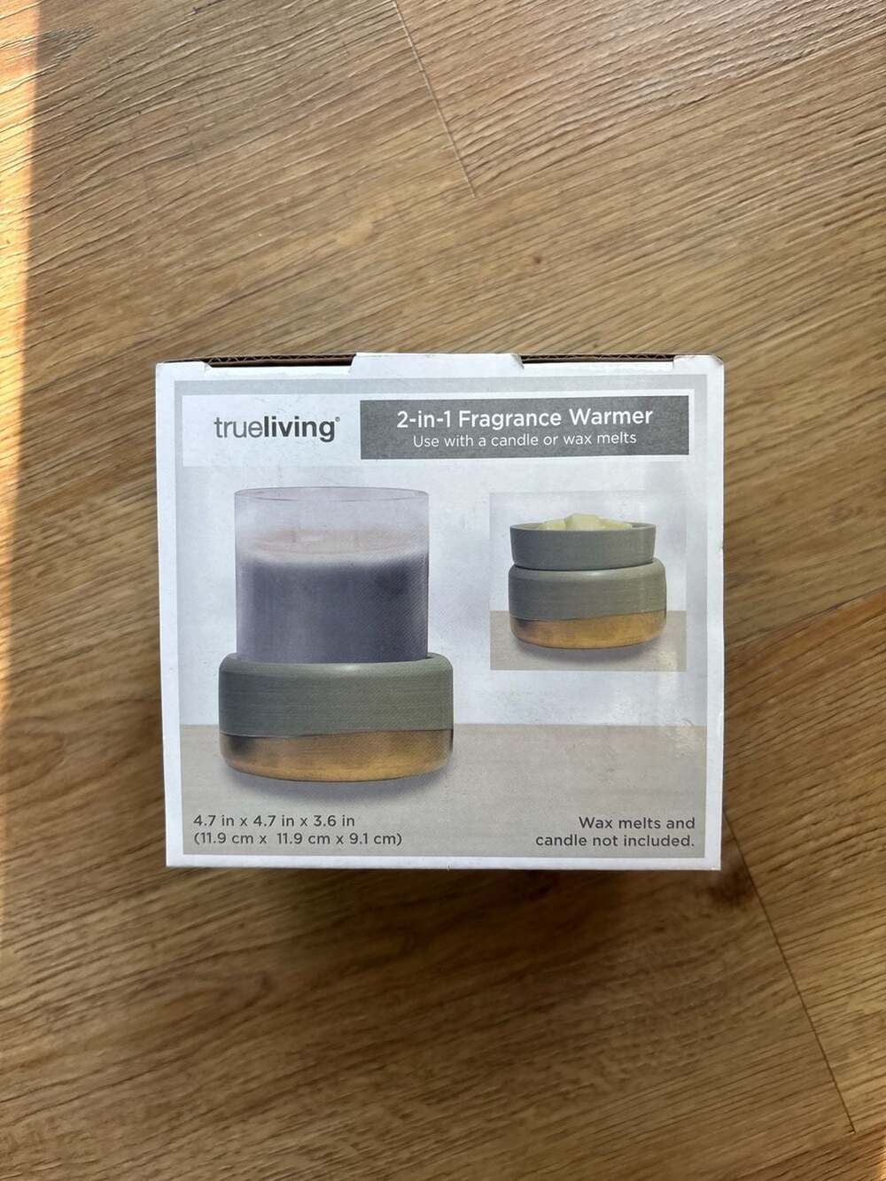trueliving 2-in-1 Fragrance Warmer, Sage Green and Gold, 4.7 x 4.7 x 3.6 in